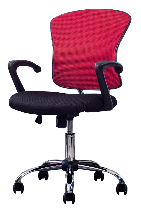Silla Secretarial [NF-818ABLACK/RED] con Brazos en malla.