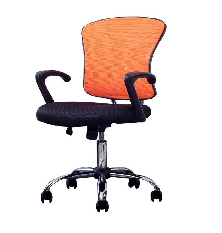 Silla Secretarial [NF-818ABLACK/ORANGE] con Brazos en malla.