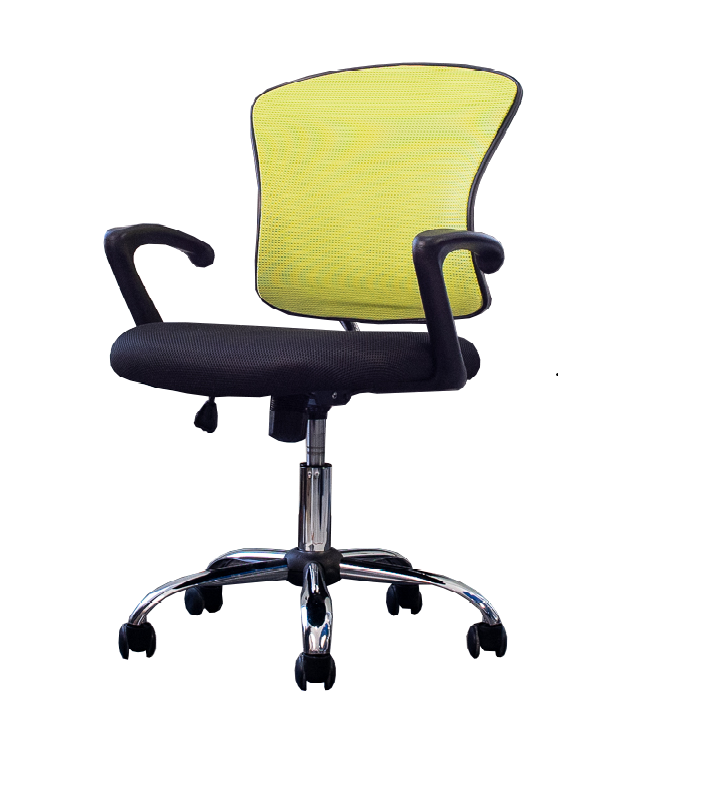 Silla Secretarial [NF-818ABLACK/GREEN] con Brazos en malla.