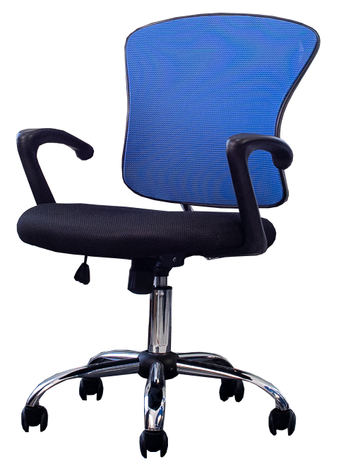 Silla Secretarial [NF-818ABLACK/BLUE] con Brazos en malla.