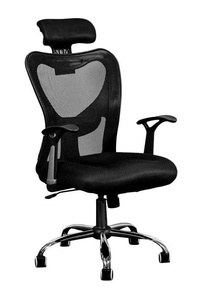 Silla Ejecutiva [YJ6607] con Brazos en vinil en malla negro. 