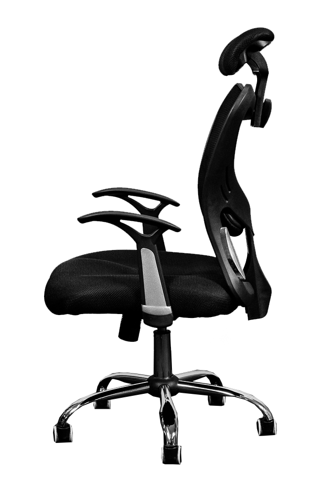 Silla Ejecutiva [YJ6607] con Brazos en vinil en malla negro. 
