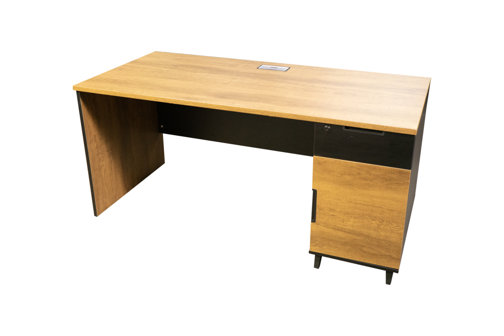 Escritorio de trabajo con cajonera con llave.