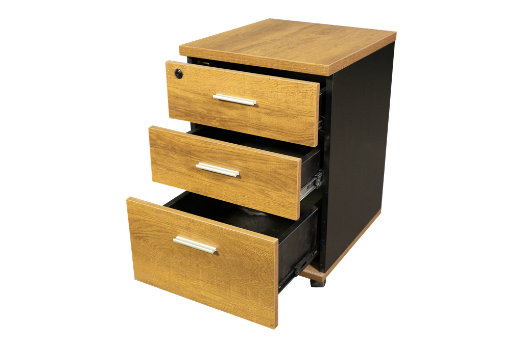 Pedestal movible en tono cafe roble con negro linea AJN™