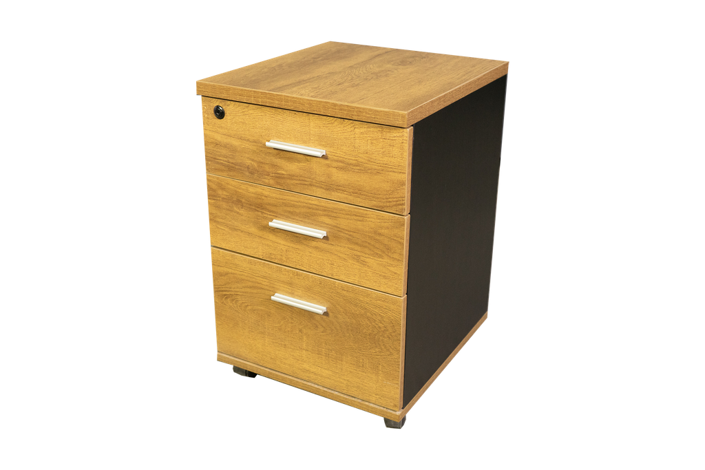 Pedestal movible en tono cafe roble con negro linea AJN™