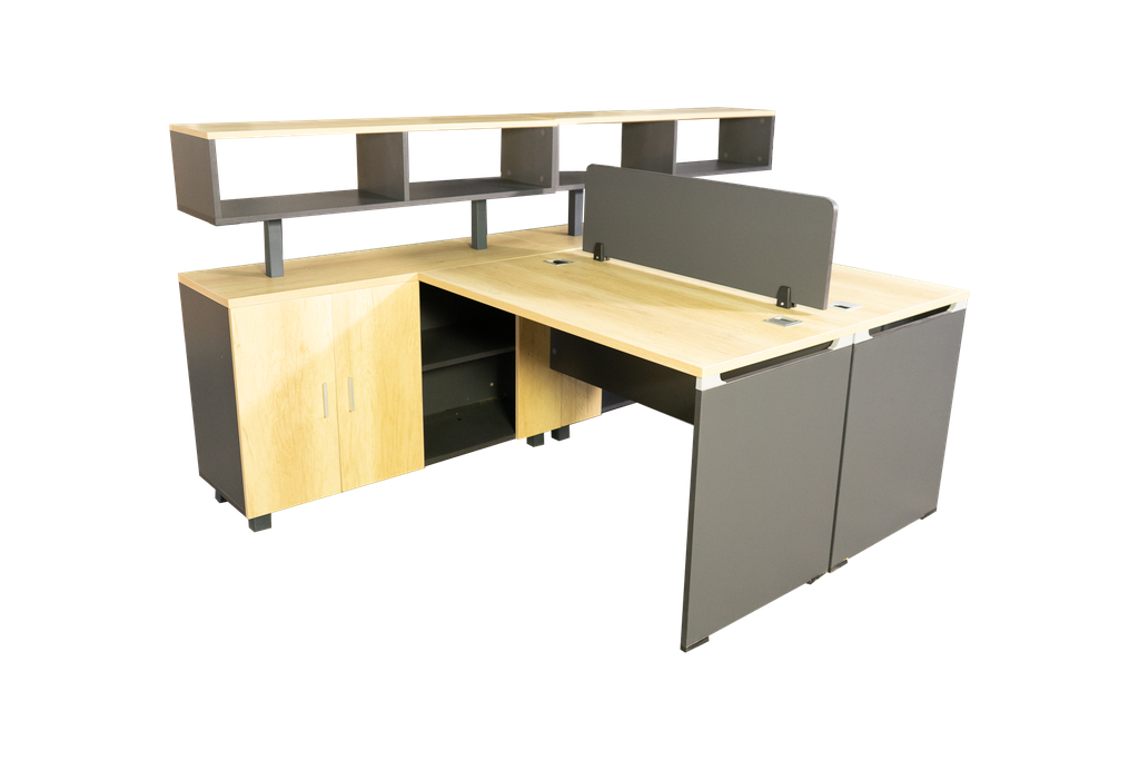 Escritorio en L con cajonera.