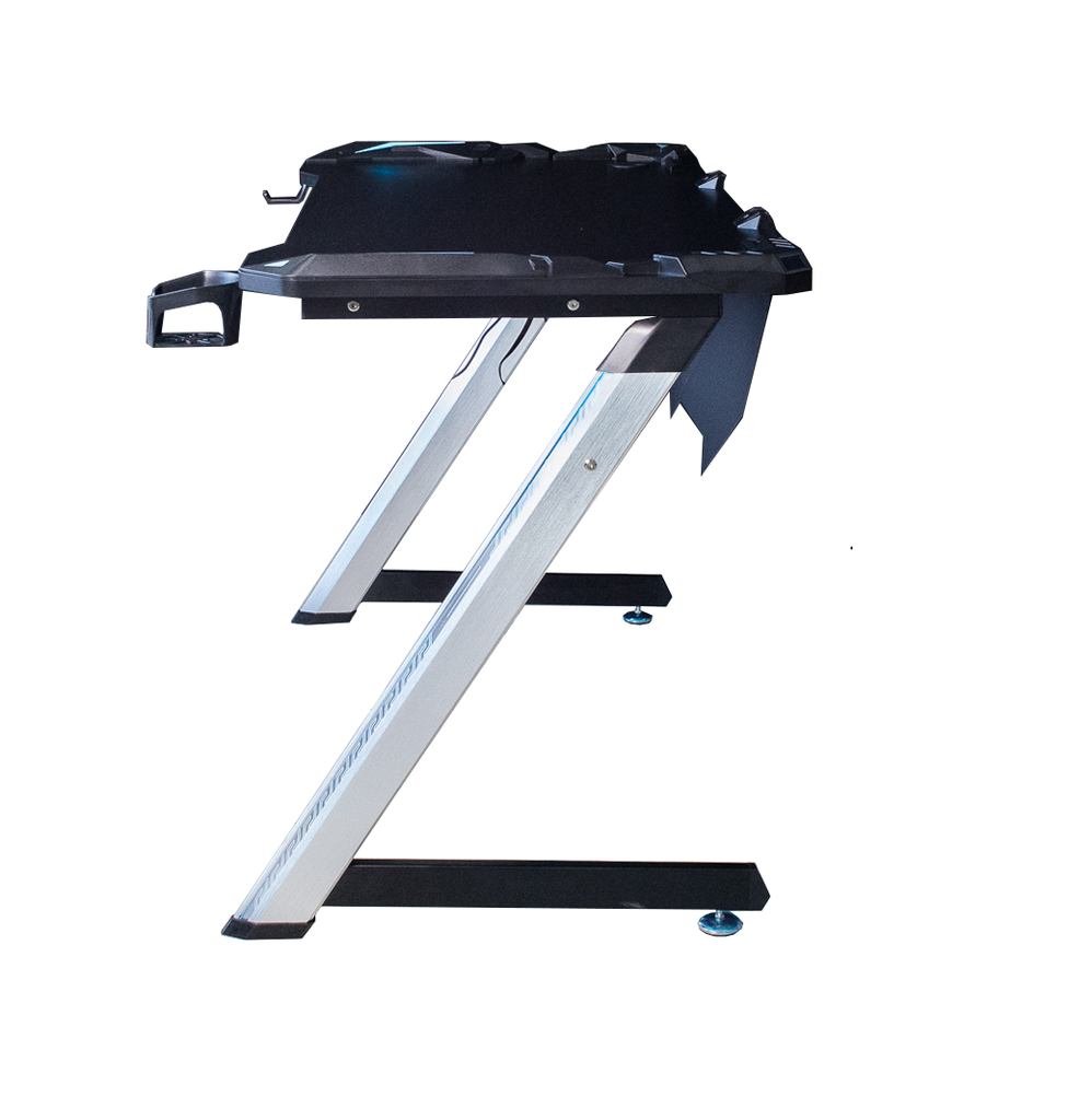 Escritorio gamer en fibra de carbono estructura en aluminio con luces LED