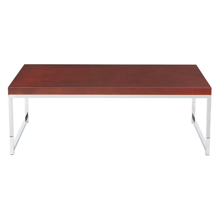 Mesa de centro wallstreet con marco cromado Cubierta en color espresso en melamina medidas de 44” x 22” x 15” 