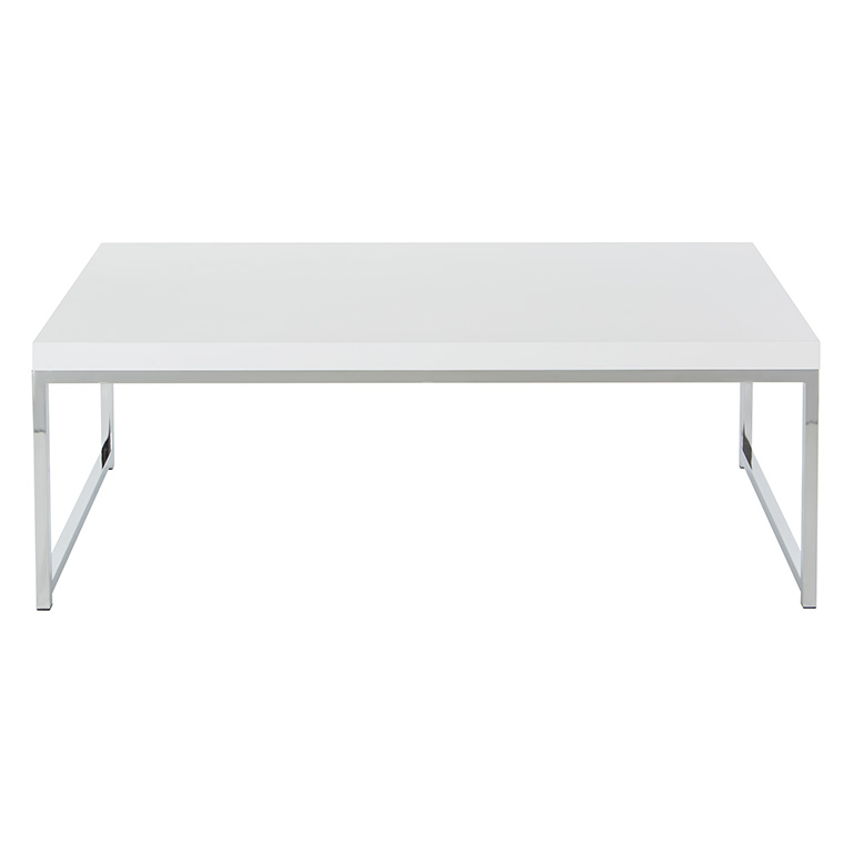 Mesa de centro wallstreet con marco cromado Cubierta en color blanco en melamina medidas de 44” x 22” x 15”  