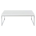 Mesa de centro wallstreet con marco cromado Cubierta en color blanco en melamina medidas de 44” x 22” x 15”  