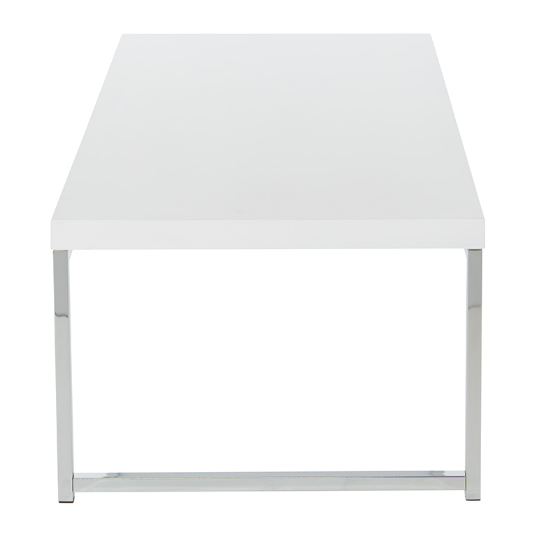 Mesa de centro wallstreet con marco cromado Cubierta en color blanco en melamina medidas de 44” x 22” x 15”  