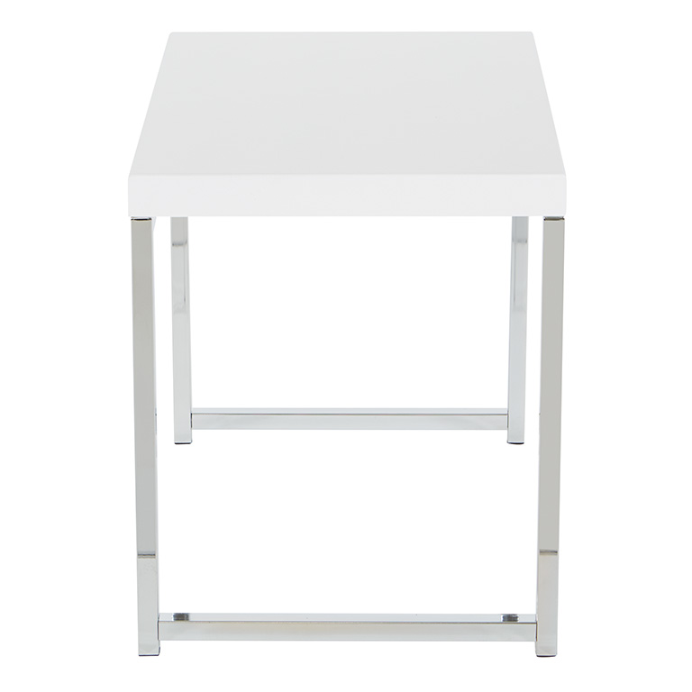 Mesa esquinera wallstreet con marco cromado Cubierta en color blanco en melamina medidas de 22” x 15” x 18” 