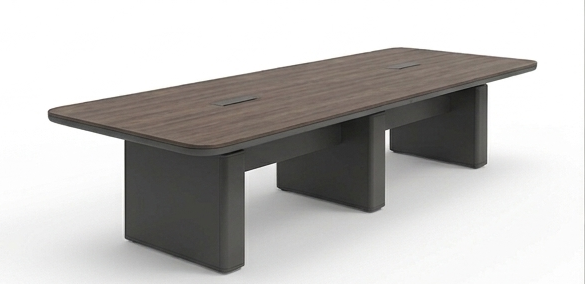 Mesa de sala de juntas rectangular color gris con dimensiones de 125.98" de largo x 47.24" de ancho x 29.52" de alto