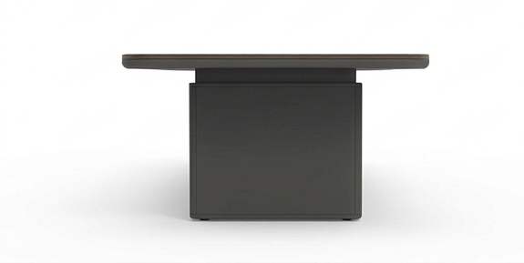 Mesa de sala de juntas rectangular color gris con dimensiones de 125.98" de largo x 47.24" de ancho x 29.52" de alto