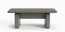 Mesa de sala de juntas rectangular color gris con dimensiones de 94.48" de largo x 47.24" de ancho x 29.52" de alto para 6-8 personas