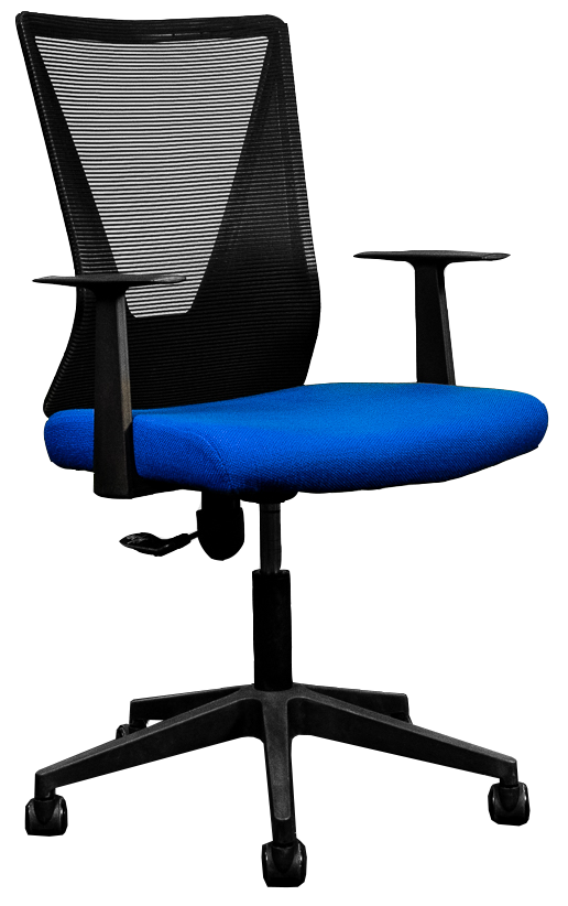 Silla Secretarial [HT-7068BEXBL] respaldo en malla con brazos.