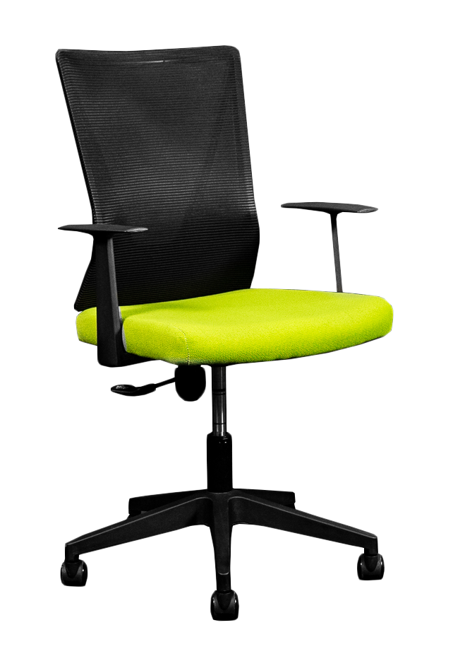 Silla Secretarial [HT-7068BEXGREEN] respaldo en malla con brazos.