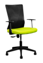 Silla Secretarial [HT-7068BEXGREEN] respaldo en malla con brazos.