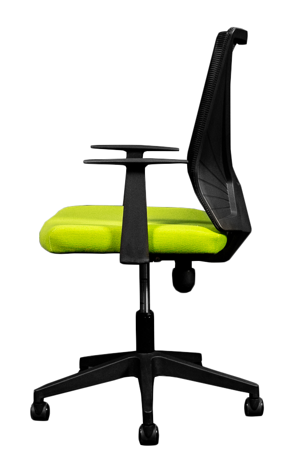 Silla Secretarial [HT-7068BEXGREEN] respaldo en malla con brazos.