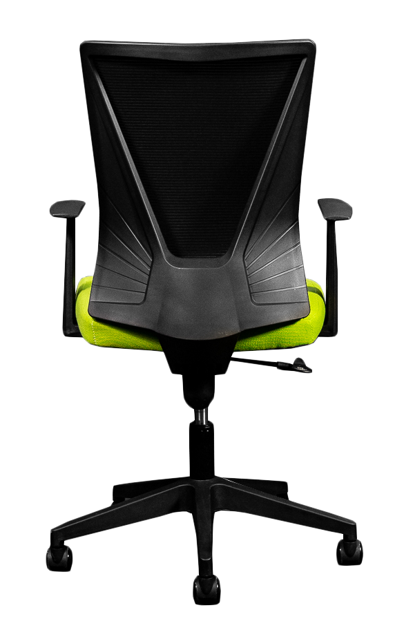 Silla Secretarial [HT-7068BEXGREEN] respaldo en malla con brazos.