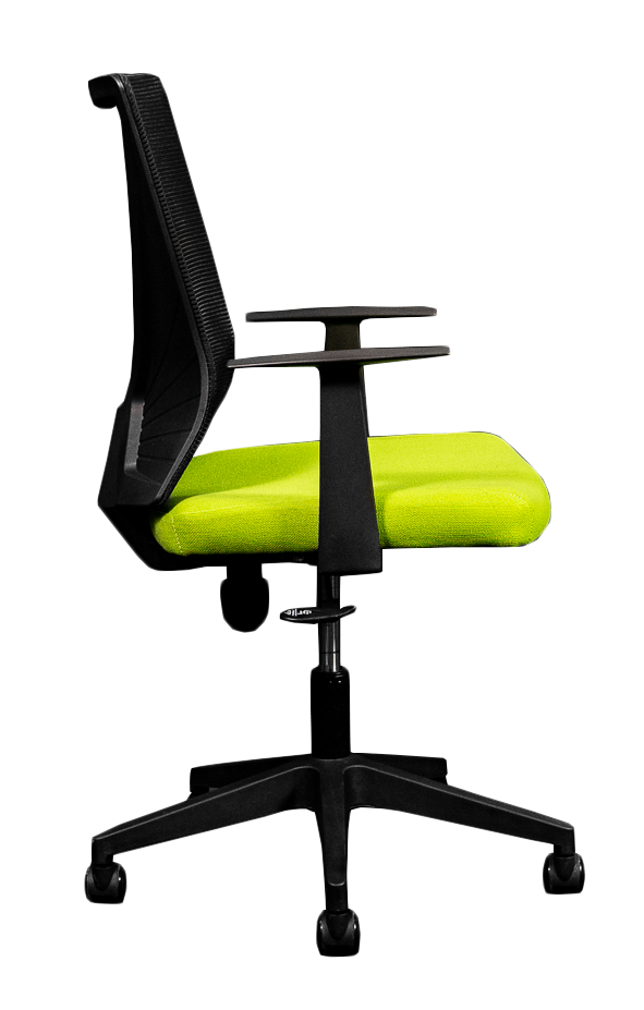Silla Secretarial [HT-7068BEXGREEN] respaldo en malla con brazos.