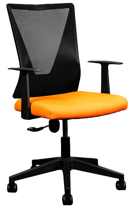 Silla Secretarial [HT-7068BEXOR] respaldo en malla con brazos.