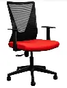 Silla Secretarial [HT-7068BEXRD] respaldo en malla con brazos.