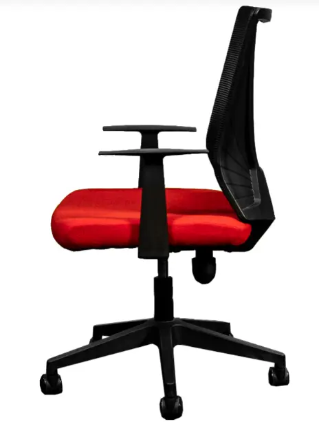 Silla Secretarial [HT-7068BEXRD] respaldo en malla con brazos.