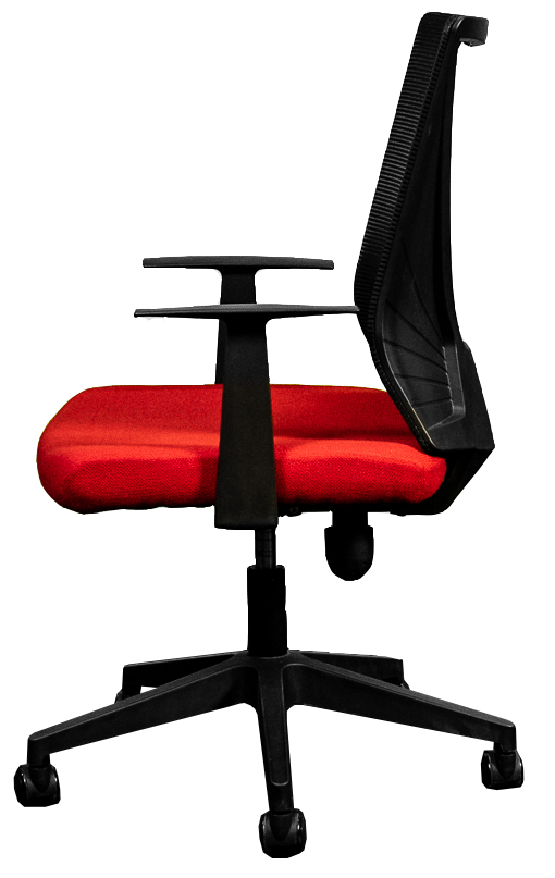 Silla Secretarial [HT-7068BEXRD] respaldo en malla con brazos.