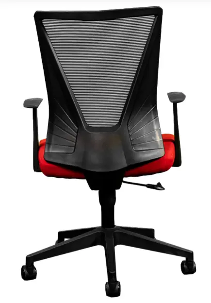 Silla Secretarial [HT-7068BEXRD] respaldo en malla con brazos.