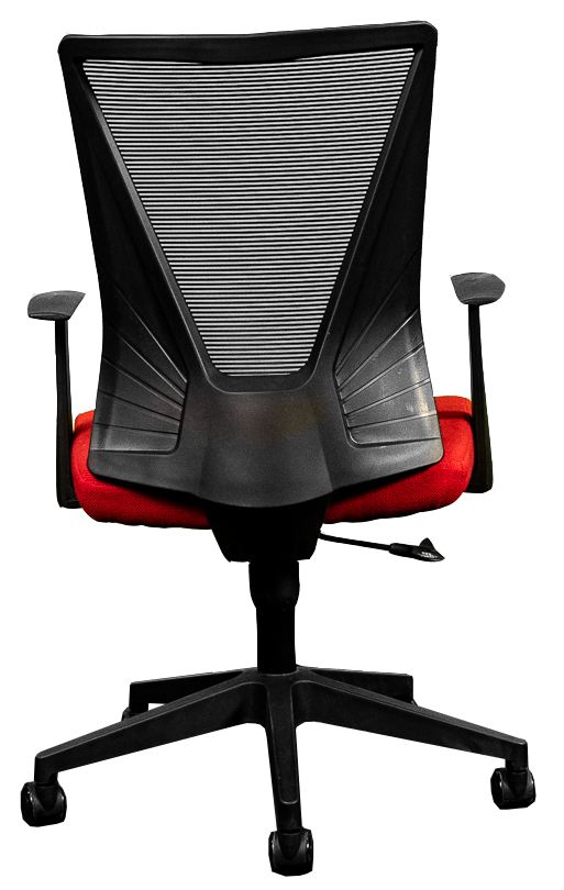 Silla Secretarial [HT-7068BEXRD] respaldo en malla con brazos.