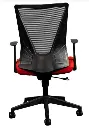 Silla Secretarial [HT-7068BEXRD] respaldo en malla con brazos.