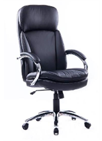 [NF-8926]Silla ejecutiva con doble respaldo, brazos tipo loop y mecanismo para inclinacion vinil color negro y estructura cromada linea AJN Furniture™