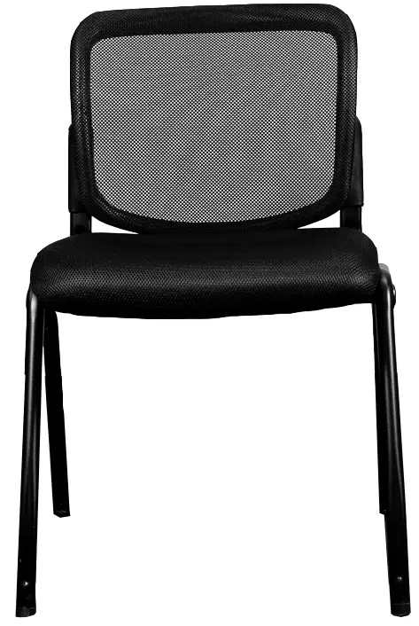 Silla de visita [D-061-BK] respaldo en malla apilable.