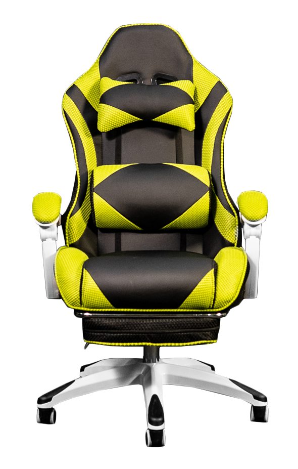 Silla Gamer color negro con amarillo con brazos y descansa pies AJN Furniture™ 