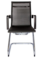 [NF-6004V]Silla de visita tapizada en malla color negro y acabados cromados.
