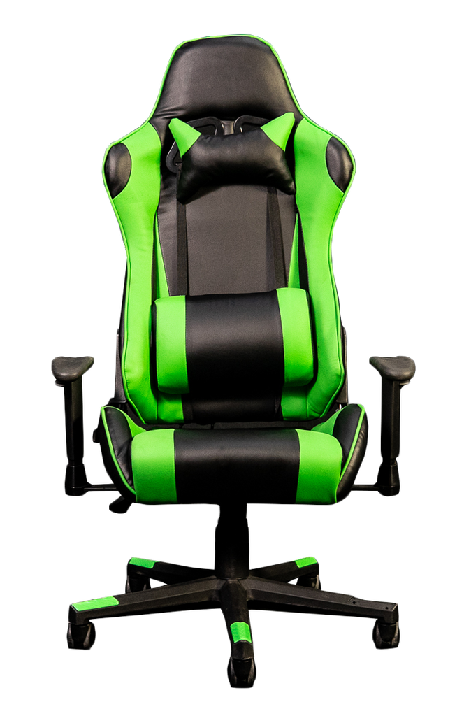 Silla Gamer color negro con verde con brazos de altura ajustable AJN Furniture™ 