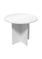 [OZ1344-10WT]Mesa de sala de juntas redonda color blanco con un diametro de 39'' y base cruzada en 4 puntas Marca AJN