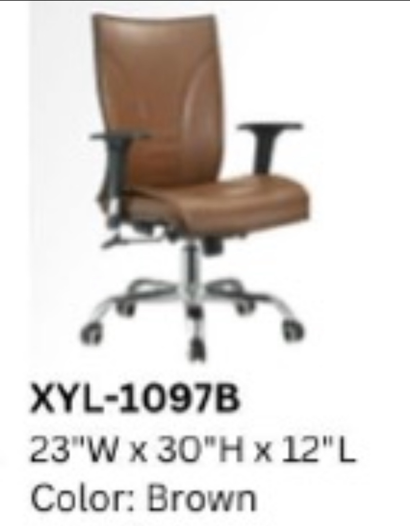 [xyl-1097b]Sillón ejecutivo de piel en color café