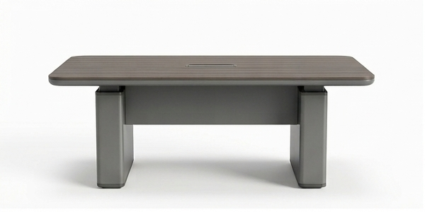 Mesa de sala de juntas rectangular color gris con dimensiones de 70.86" de largo x 39.37" de ancho x 29.52" de alto para 4-6 personas