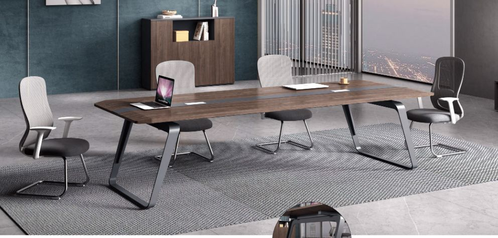 [OZ-2605-24]Mesa de juntas color american walnut  95”x 51.18”x 29.50” 