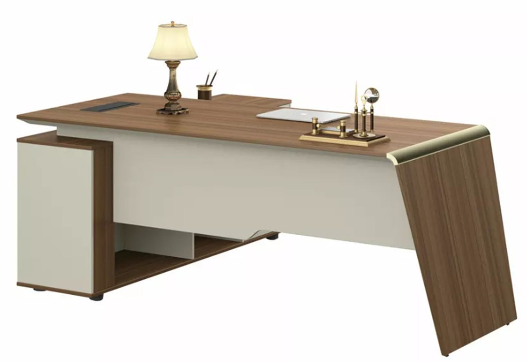[DG15-D0118T]Escritorio ejecutivo en forma de L con sistema de llave color Australian oak/Ash gray medidas de65”de frente x 60”de lado x 30” alto.