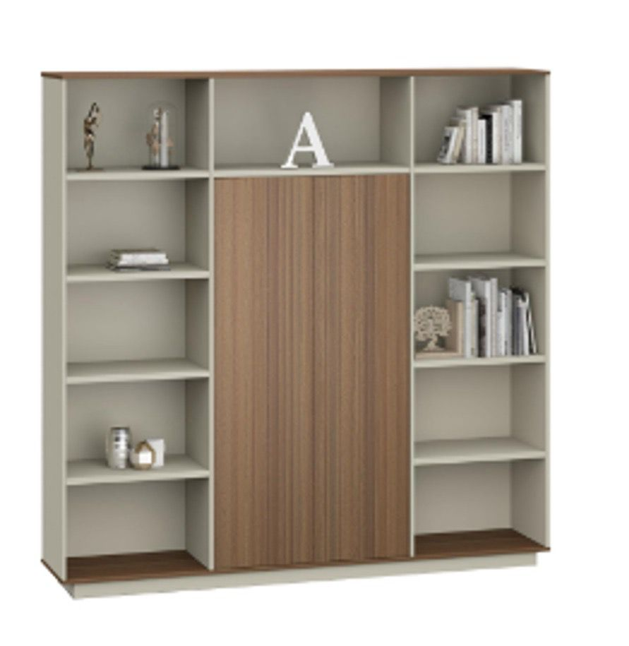 [DG15-S0120]Librero  con divisiones y puerta central color Australian oak/ ash gray medida de 78” de alto x 78” de ancho x 15” profundidad 
