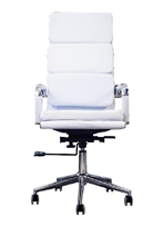 Silla Ejecutiva [NF-6601H-WT] con Brazos en vinilpiel blanco. 