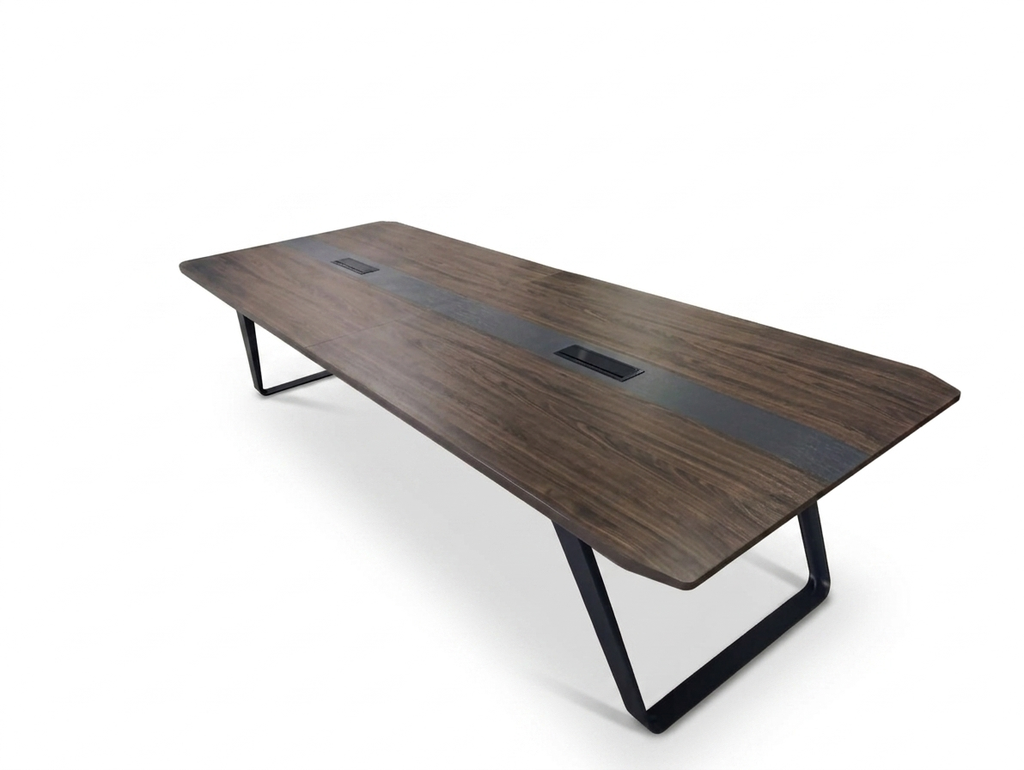 Mesa de juntas ejecutiva color nogal americano AJN Furniture™ Medidas: 317cm largo x 120cm ancho x 75cm alto
