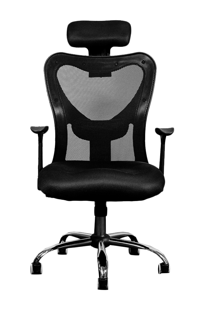 Silla Ejecutiva con Brazos en vinil en malla negro. 