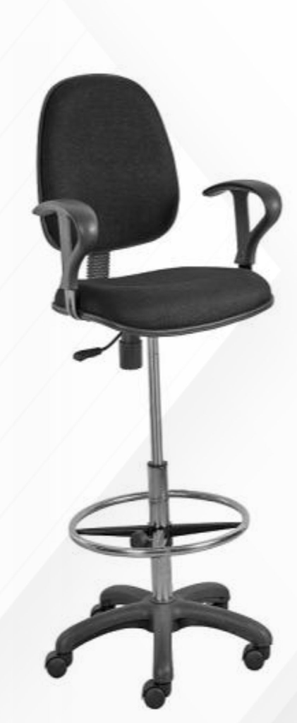 [NF-233-DABAN]Silla cajero con aro metalico  en tela color negro con brazos.