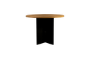 Mesa sala de juntas en color café roble con negro AJN Furniture™ Medidas: 90cm diámetro x 45cm alto