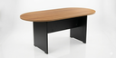 Mesa de sala de juntas con dimensiones de 70" largo x 35.45" ancho x 29.5" alto color cafe con negro Marca AJN