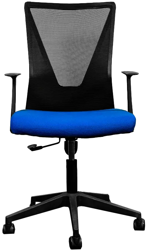 Silla Secretarial [HT-7068BEXBL] respaldo en malla con brazos.